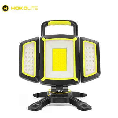 Hokolite Rechargeable 8000 Lumens LED Work Light Stand, Three-Head Construction Light For Jobsite Lighting, Lamps Design Port...