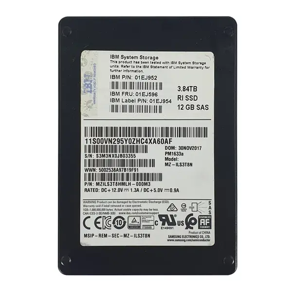 01EJ954 IBM 3.84TB SAS 12Gb/s 2.5-Inch Solid State Drive