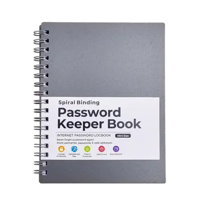 A6 Password Keeper Book, Spiral Notebook, Password Notebook for Internet and Computer Login, Username, Passwords, Office Stat...