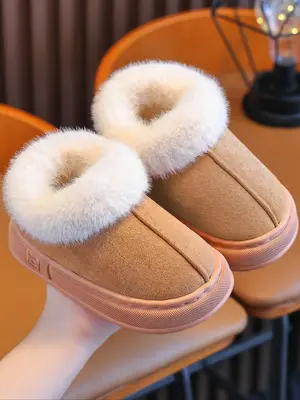 Fall Winter New Style Plush Indoor Shoes, Soft Sole Comfortable Casual Design for Kids, Perfect for Home Use
