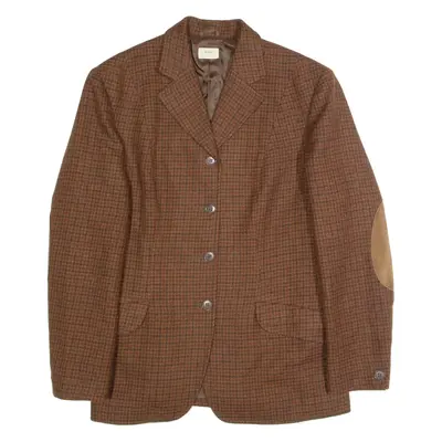 SISLEY Womens Blazer Jacket Brown Wool 90s Check S