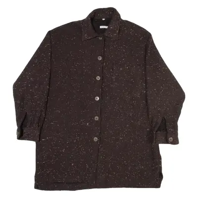 ANNY N Womens Shirt Brown Spotted Long Sleeve L