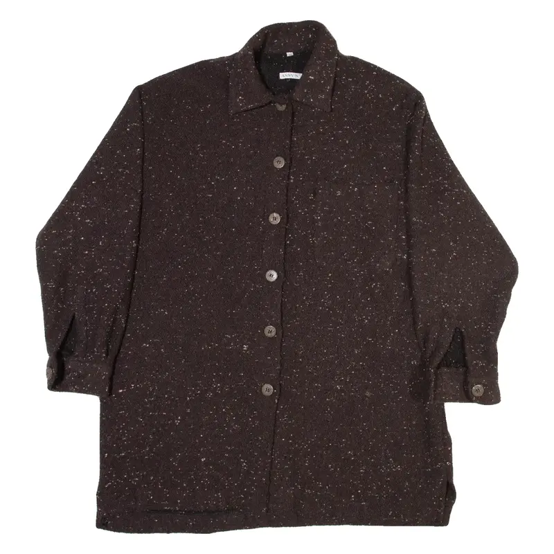ANNY N Womens Shirt Brown Spotted Long Sleeve L