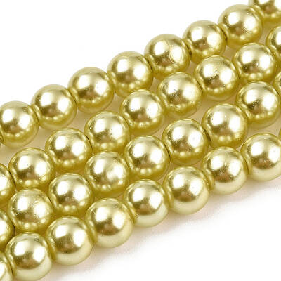 Baking Painted Pearlized Glass Pearl Round Bead Strands