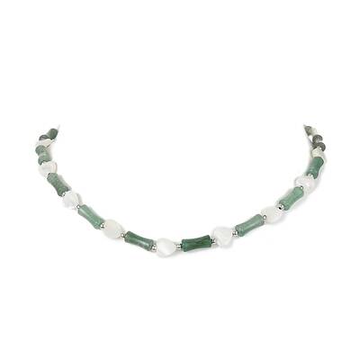 Natural Shell Heart & Green Aventurine Bamboo Beaded Necklace