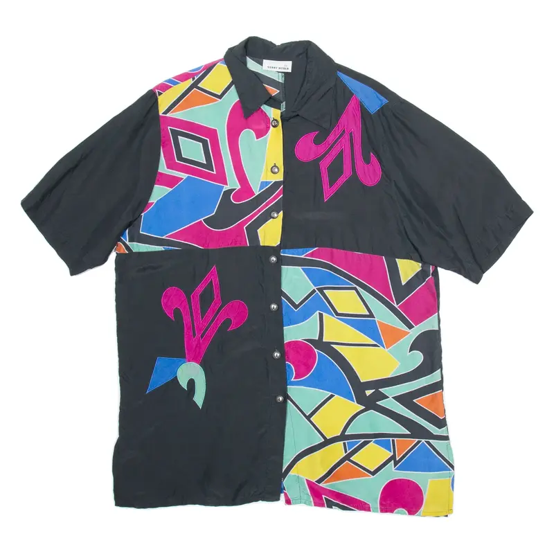 GERRY WEBER Womens Shirt Black Silk Crazy Pattern XL