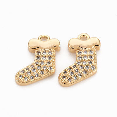 Brass Micro Pave Clear Cubic Zirconia Charms