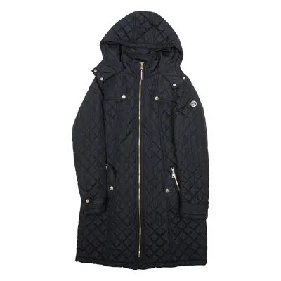 TOMMY HILFIGER Womens Quilted Coat Black Hooded S