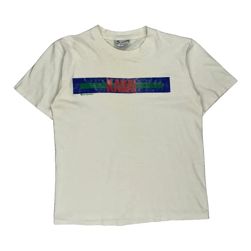 Single Stitch Kauai Sgt Leisure Graphic T-Shirt - Large Cream Cotton