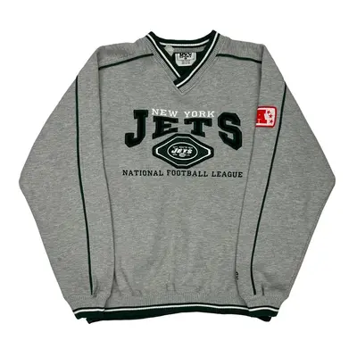 New York Jets Lee Nfl Sweatshirt - Large Grey Polyester Blend