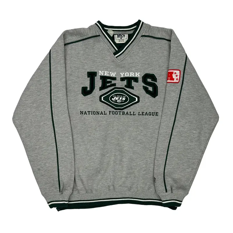 New York Jets Lee Nfl Sweatshirt - Large Grey Polyester Blend