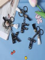 A-Z Alphabet Initial Letter Keychain, 1 Count Cute Star Sequins Resin Key Chain for Women & Men, Fashion Tassel Decor Key Ri...