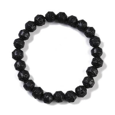 Natural Lava Rock Beaded Stretch Bracelets for Men Women