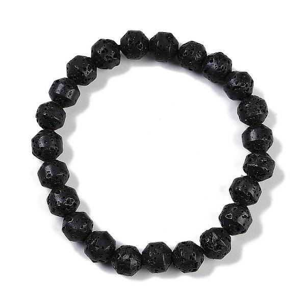 Natural Lava Rock Beaded Stretch Bracelets for Men Women