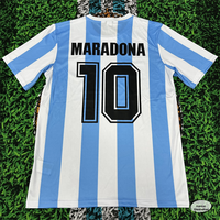 1986 World Cup Argentina Home Blue and White Stripes Vintage Short Sleeve Top No.10 Soccer Jerseys Quick Drying  Diego Armand...