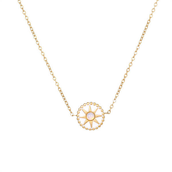 Stylish Stainless Steel Gold-Plated Cat Eye Necklace and Bracelet