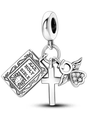 Cross & Geometric & Angle Design Pendant Bead, Rhinestone Decorated Charm Bead, DIY Jewelry Making, Pendant for Bracelet & Ne...