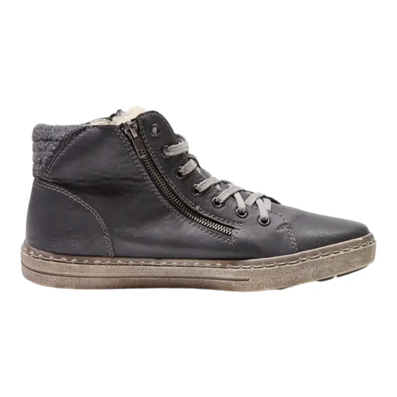 RIEKER High Top Trainers Grey Leather Mens UK 6.5