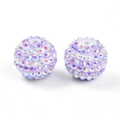 Stripe Pattern Resin AB Rhinestone Round Beads