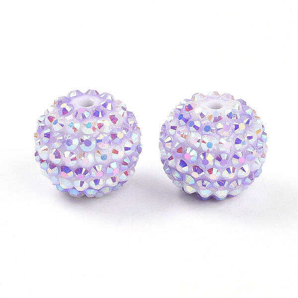 Stripe Pattern Resin AB Rhinestone Round Beads