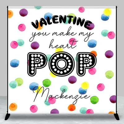 Colorful Pop It Custom Name Valentines Day Backdrop - Aperturee