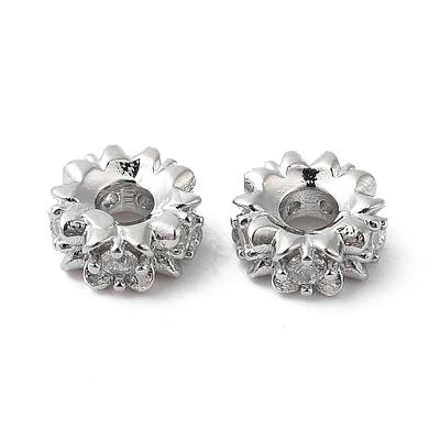 Brass Micro Pave Cubic Zirconia Spacer Beads