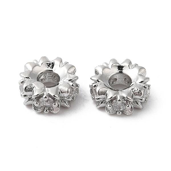 Brass Micro Pave Cubic Zirconia Spacer Beads