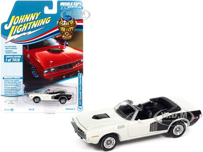 1971 Plymouth Barracuda Convertible Sno White with Black Hemi Side Billboards \