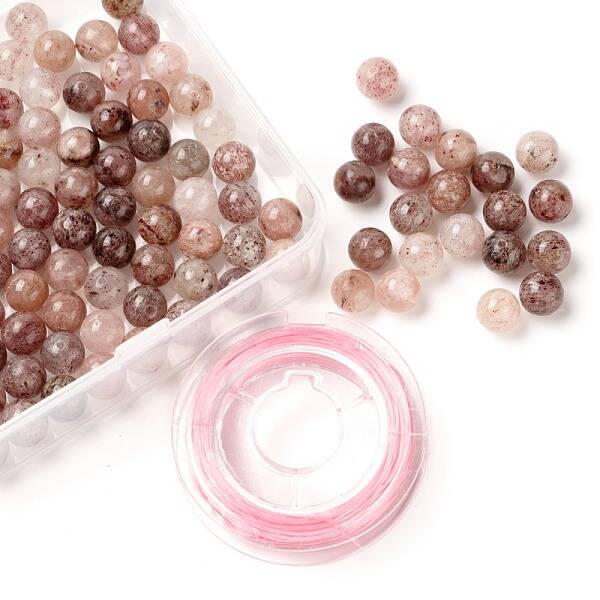 100Pcs 8mm Natural Strawberry Quartz Round Beads