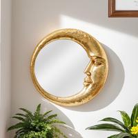 Creative Moon & Face Design Wall Mirror, Resin Wall Mounted Mirror, Wall Decor for Home Living Room Bedroom, Home Decor