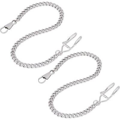 2Pcs Stainless Steel Clip Pocket Watch Chain