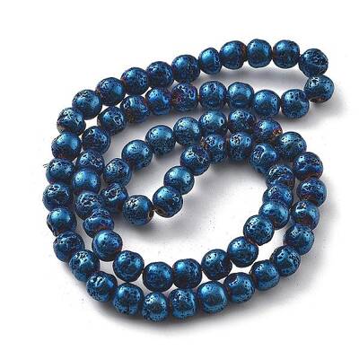 Electroplated Natural Lava Rock Beads Strands