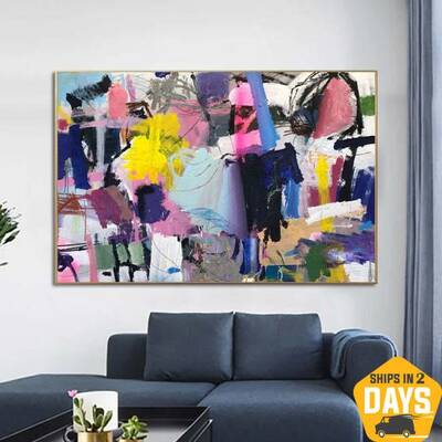 Original Paintings On Canvas Abstract Purple Contemporary Art Textured Wall Art Colorful Painting Modern Paintings Canvas | S...