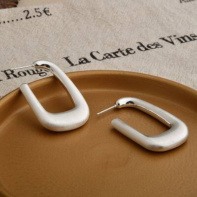 Rectangle Brass Stud Earrings for Women