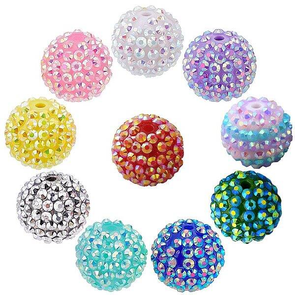 40Pcs 10 Style Resin Rhinestone Beads