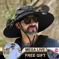 Outdoor Wide-brimmed Sun Hat with Solar Fan, Unisex Fishing Solar Fan Hat, Fisherman's Hat with Built-in Fan, Suitable for Fi...