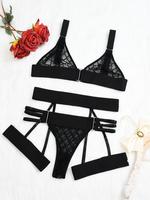 Women Lingerie Lace Set Comfort Nighewear Sleepwear Birthday Gifts New Year Birthday Black Minimalist Womenswear Basic