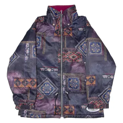 Vintage DANCE TO TRANCE Womens Jacket Maroon 90s Crazy Pattern UK 12