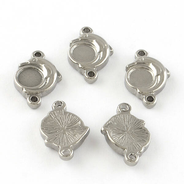 Non-Tarnish Dolphin Smooth Surface Stainless Steel Cabochon Connector Settings