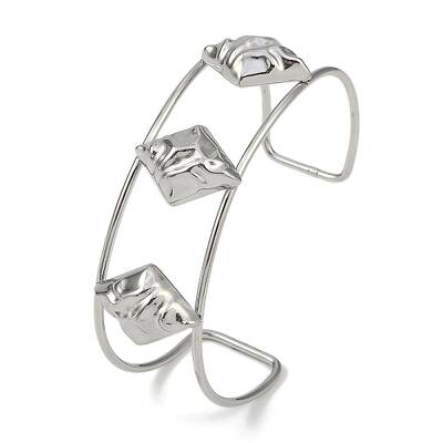 Non-Tarnish 304 Stainless Steel Wide Textured Open Cuff Bangles