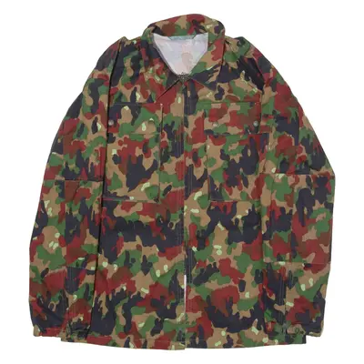 Swiss Mens Military Jacket Brown Twill Camouflage L