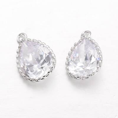 Teardrop Brass Cubic Zirconia Pendants