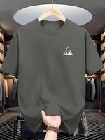 Men's Regular Fit Mountain Print Round Neck Graphic Tee, Casual Short Sleeve T-shirt for Summer, Graphic Tees, Men's Top for ...