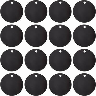 BENECREAT 20Pcs Black Flat Round Stamping Blank Tags 1.5 Inch Aluminum Tags with Hole for Bracelet Jewelry Making 0.14 Inch T...