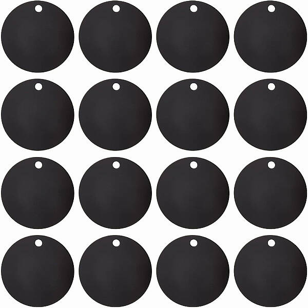 BENECREAT 20Pcs Black Flat Round Stamping Blank Tags 1.5 Inch Aluminum Tags with Hole for Bracelet Jewelry Making 0.14 Inch T...