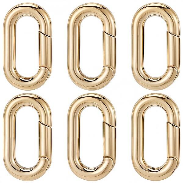 6Pcs Ion Plating(IP) 304 Stainless Steel Spring Gate Rings