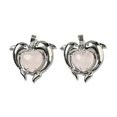 Natural Rose Quartz Heart Pendants