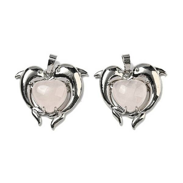Natural Rose Quartz Heart Pendants