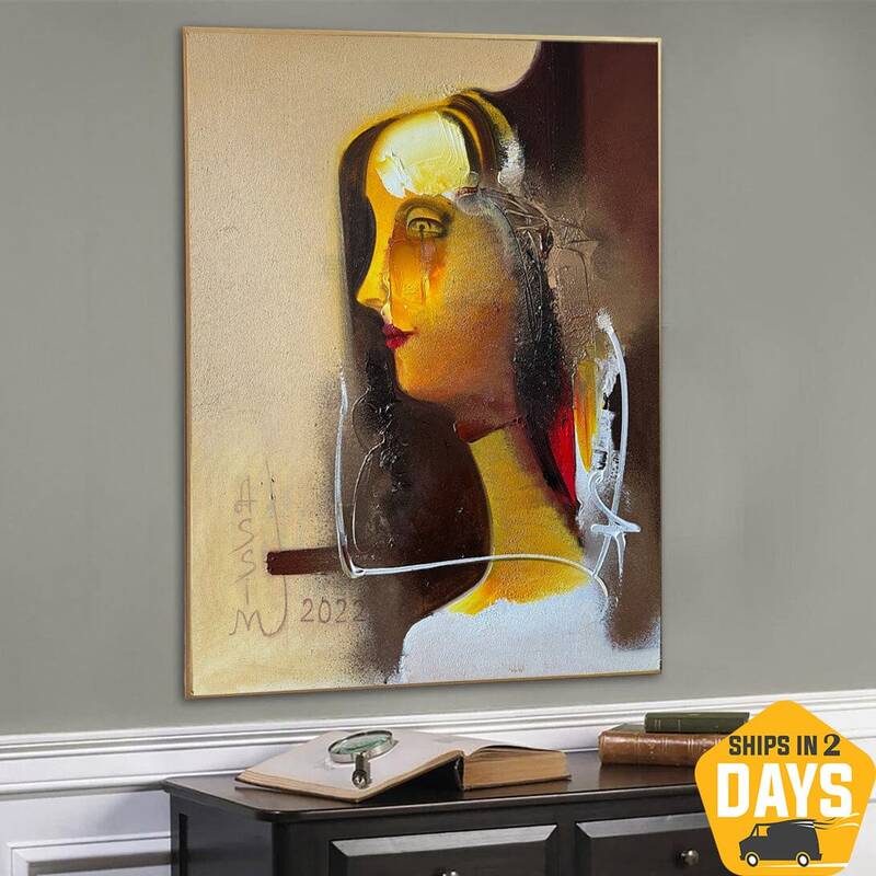 Creative Female Silhouette Wall Art Colorful Greek Mythology Abstract Woman Oil Painting for Room Decor | MOIRA ATROPOS 31.4&...