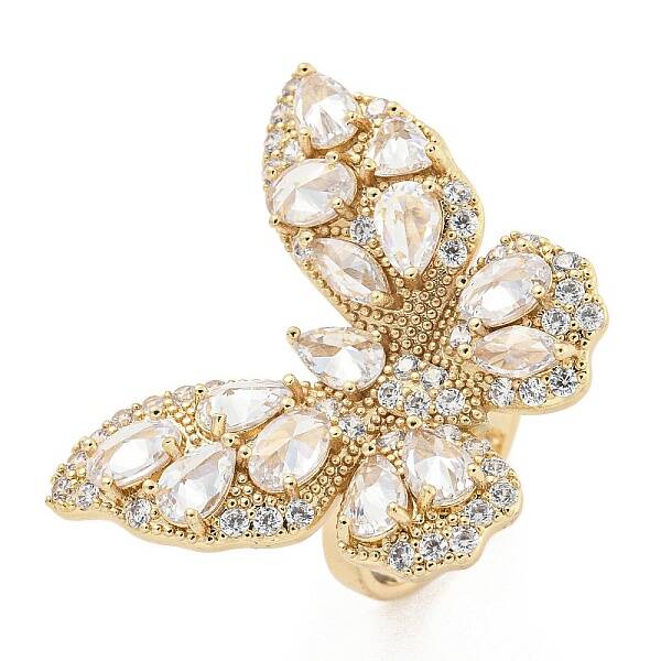 Brass Micro Pave Cubic Zirconia Cuff Rings